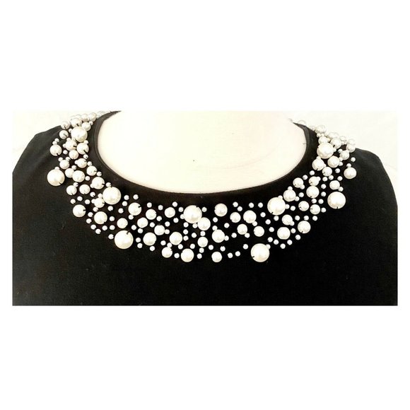 Calvin Klein Sleeveless Pearl Embellished Neckline Black Sheath Dress Size 14W - Picture 5 of 9